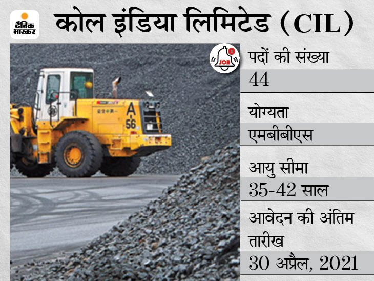 CIL Sarkari Naukri | CIL Medical Specialist and Senior Medical Officer Recruitment 2021: 44 Vacancies For Medical Specialist and Senior Medical Officer Posts, Coal India Limited Notification For Details Like Eligibility, How To Apply | कोल इंडिया लिमिटेड ने मेडिकल एग्जीक्यूटिव के विभिन्न पदों पर निकाली भर्ती, 30 अप्रैल आवेदन की आखिरी तारीख